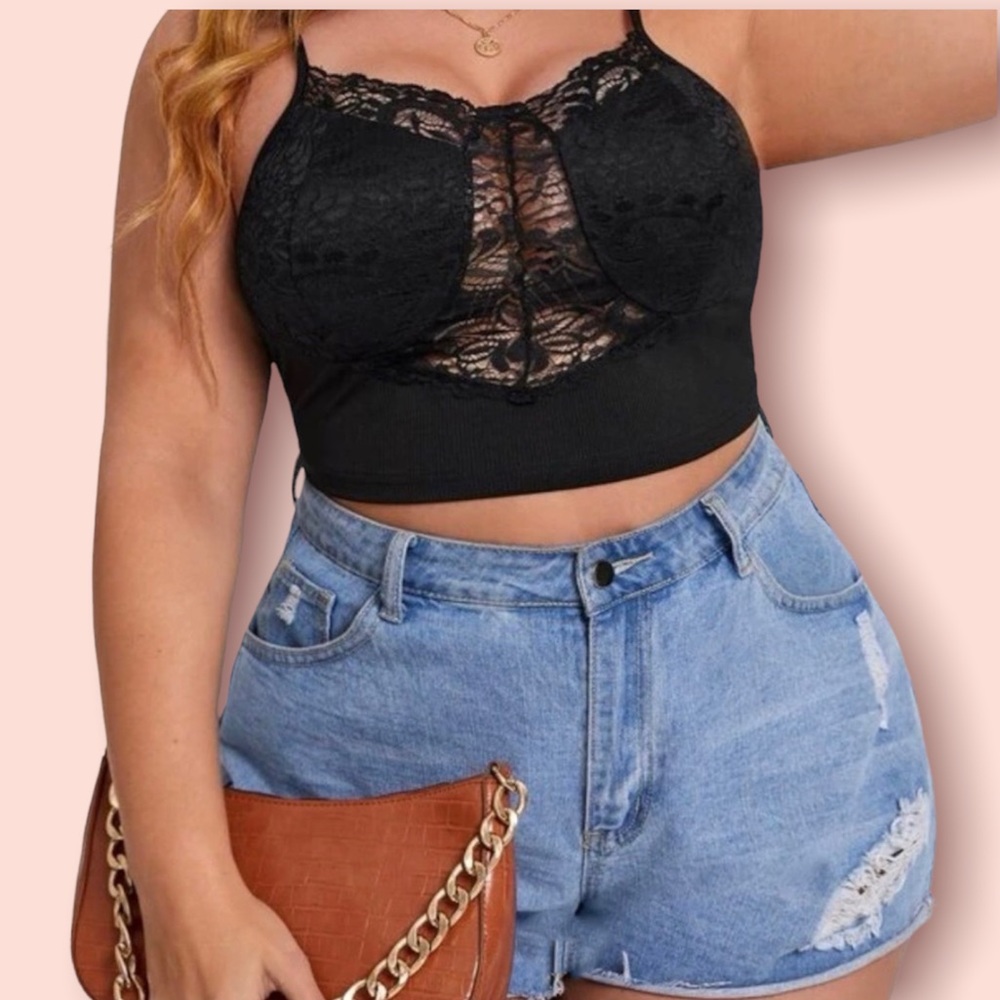 Contrast lace cami top